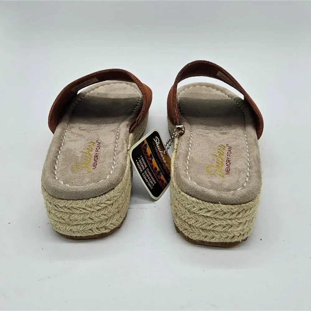 Skechers Women's Rust Suede Espadrille Slide Sandals
